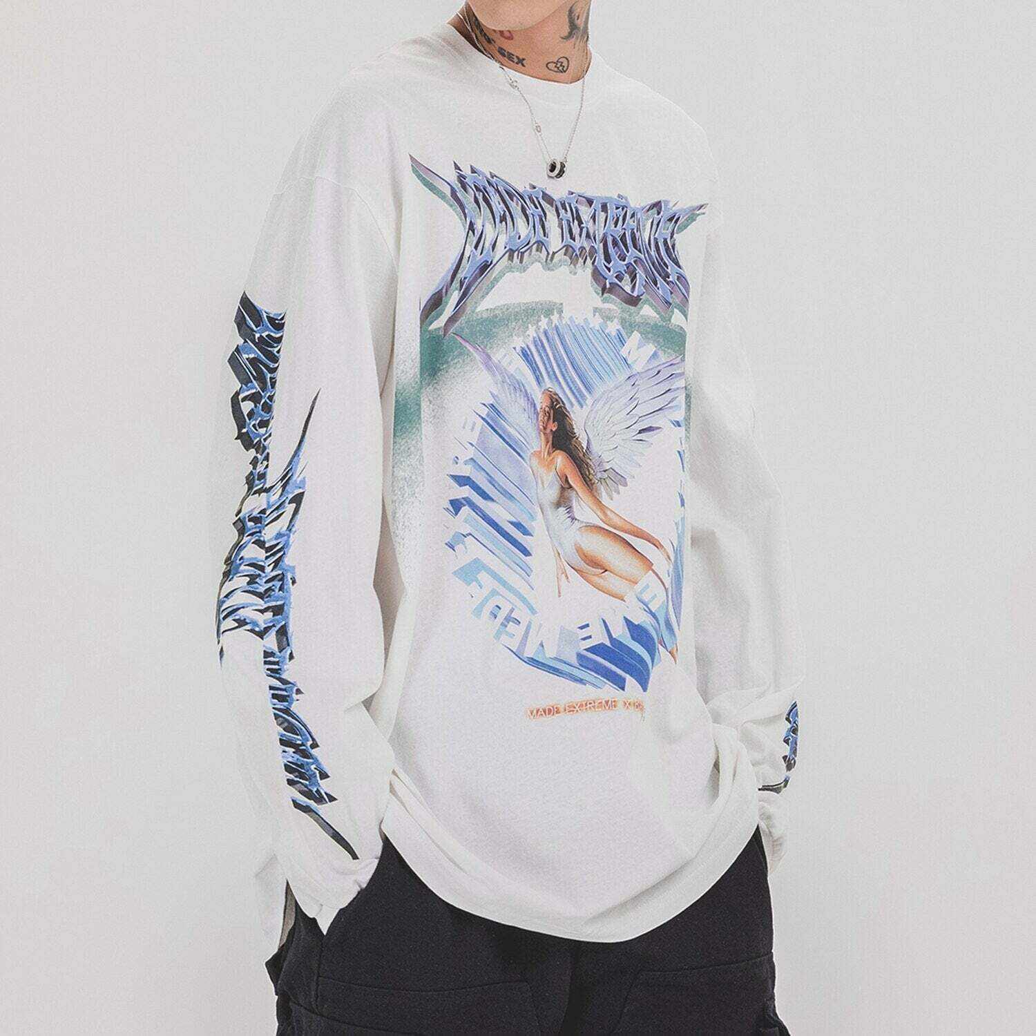 Y2K Aesthetic Metal Graphic Long Sleeve T-Shirt for Women - Coquette & Grunge Style Fashion