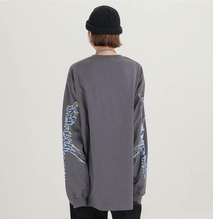 Y2K Aesthetic Metal Graphic Long Sleeve T-Shirt for Women - Coquette & Grunge Style Fashion