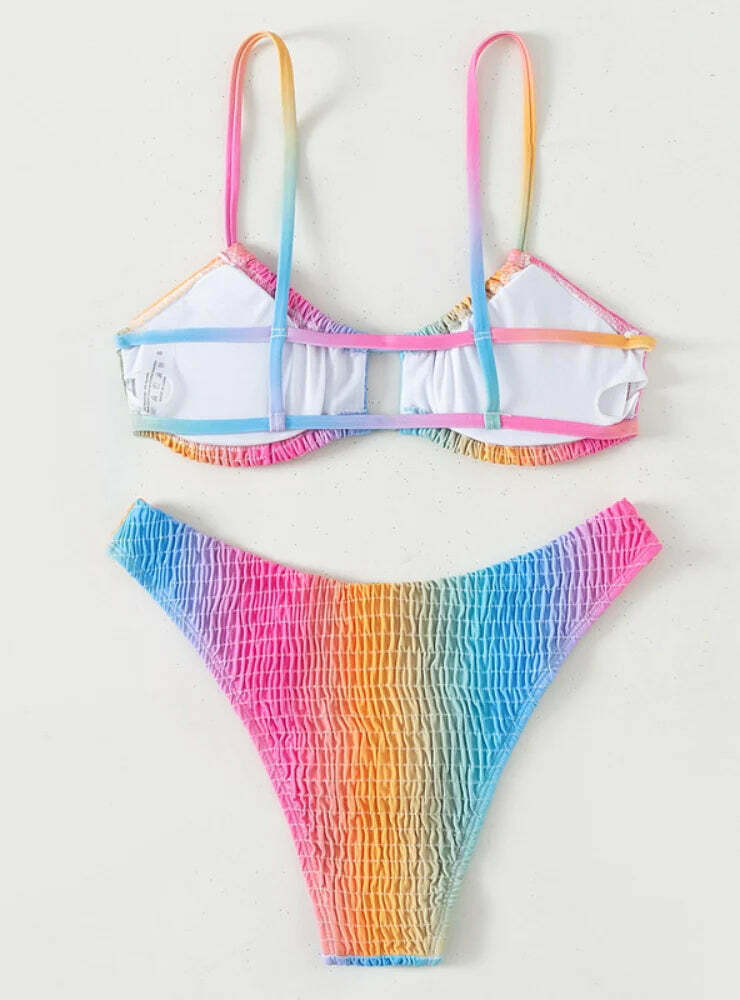 Y2K Aesthetic Multicolor Gradient Cable Sexy Bikini for Niche Women Fashion
