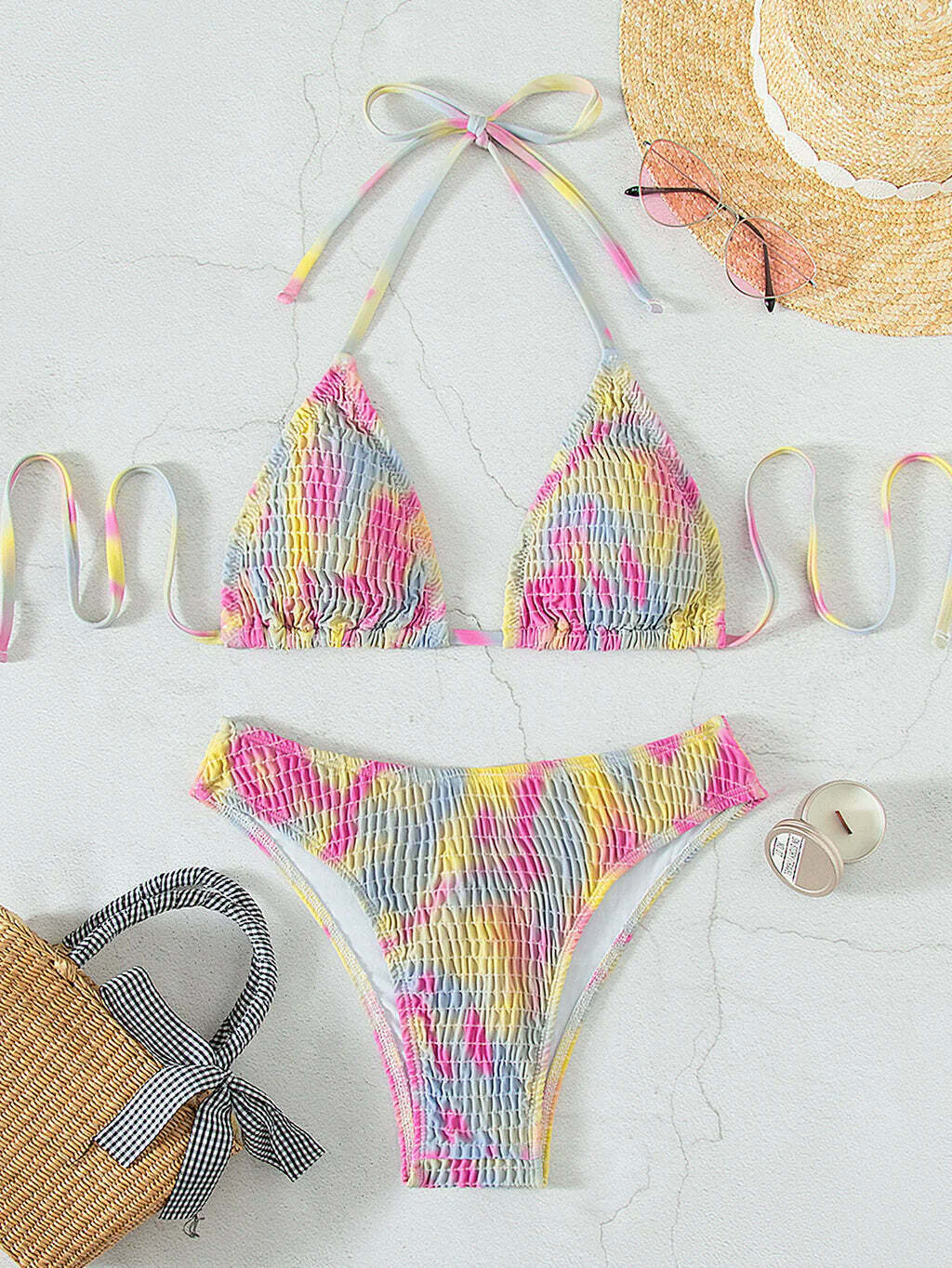 Y2K Aesthetic Multicolor Strap Swimsuit - Coquette Fashion for Women