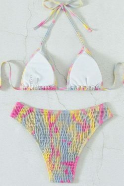 Y2K Aesthetic Multicolor Strap Swimsuit - Coquette Fashion for Women