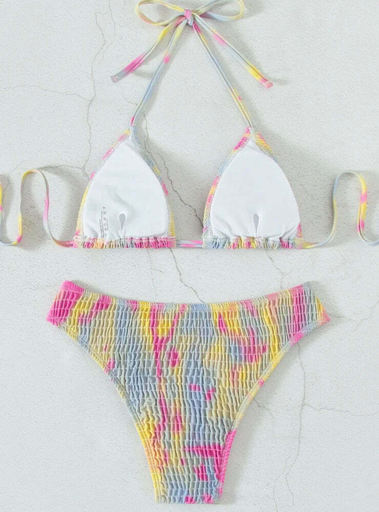 Y2K Aesthetic Multicolor Strap Swimsuit - Coquette Fashion for Women