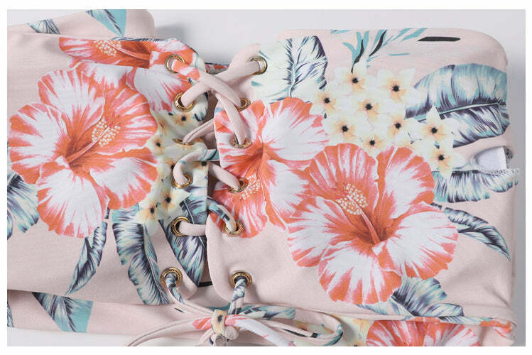 Y2K Aesthetic Off-Shoulder Flower Bikini Set for Coquette Style Fashionistas