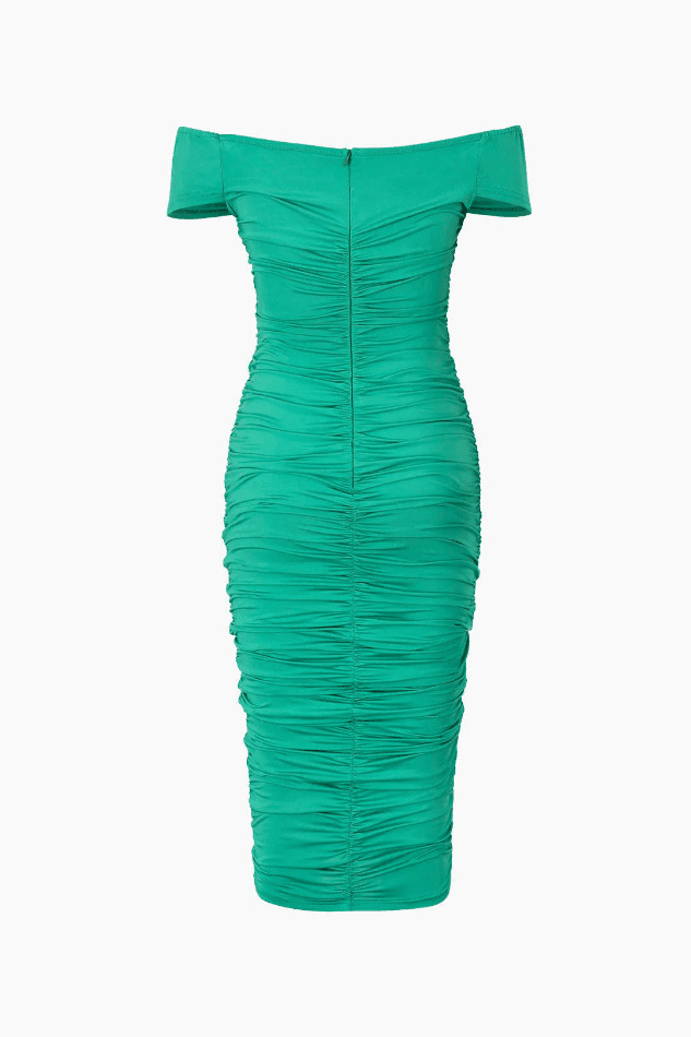 Y2K Aesthetic Off-Shoulder Ruched Midi Dress for Women - Coquette & Grunge Style Fashion