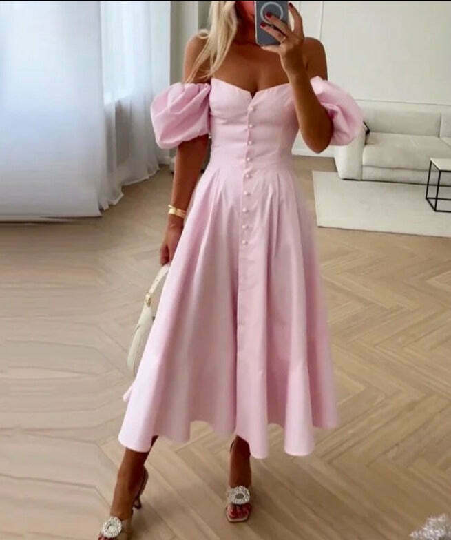 Y2K Aesthetic Off-Shoulder Sweet Waist Dress - Coquette Style Grunge Fashion Women's Clothing