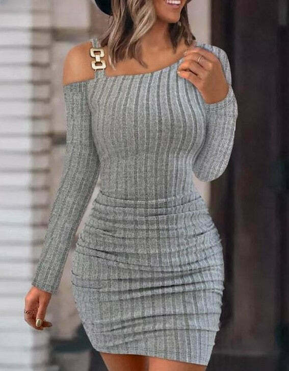 Y2K Aesthetic Off-Shoulder Tight Dress - Coquette Grunge & Pastel Goth Style