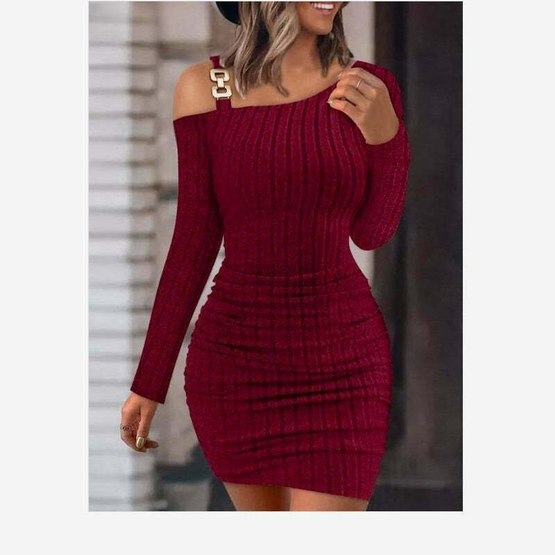 Y2K Aesthetic Off-Shoulder Tight Dress - Coquette Grunge & Pastel Goth Style