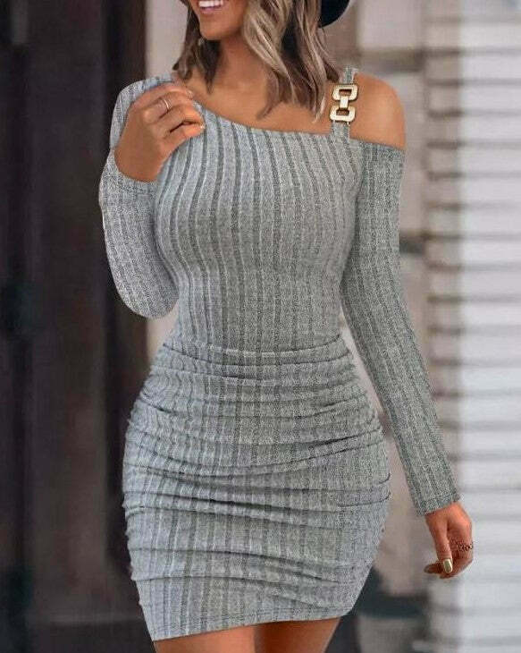 Y2K Aesthetic Off-Shoulder Tight Dress - Coquette Grunge & Pastel Goth Style