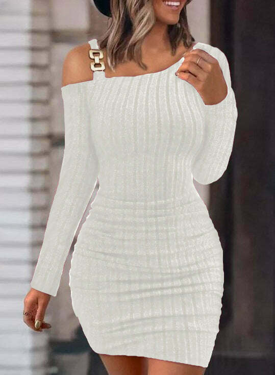 Y2K Aesthetic Off-Shoulder Tight Dress - Coquette Grunge & Pastel Goth Style