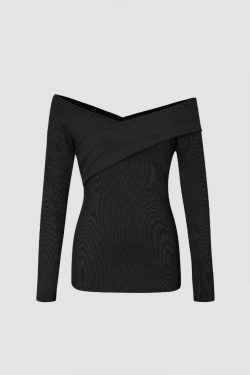 Y2K Aesthetic Off-The-Shoulder Top: Coquette Style Grunge Fashion with Pastel Goth Vibes