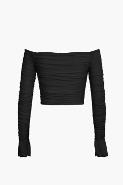 Y2K Aesthetic Off-The-Shoulder Top: Coquette Style Grunge Fashion with Pastel Goth Vibes