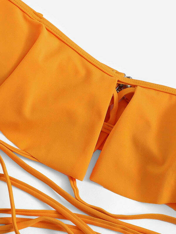 Y2K Aesthetic Off Shoulder Bikini Set for Women - Coquette Style Grunge Fashion with a Sexy Twist