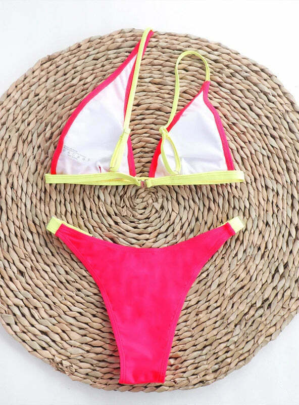 Y2K Aesthetic One-Shoulder Swimsuit in Solid Color