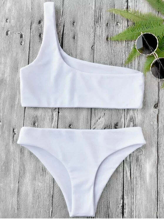 Y2K Aesthetic One Shoulder Bikini Set for Niche Women Fashion