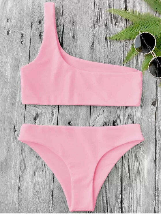 Y2K Aesthetic One Shoulder Bikini Set for Niche Women Fashion