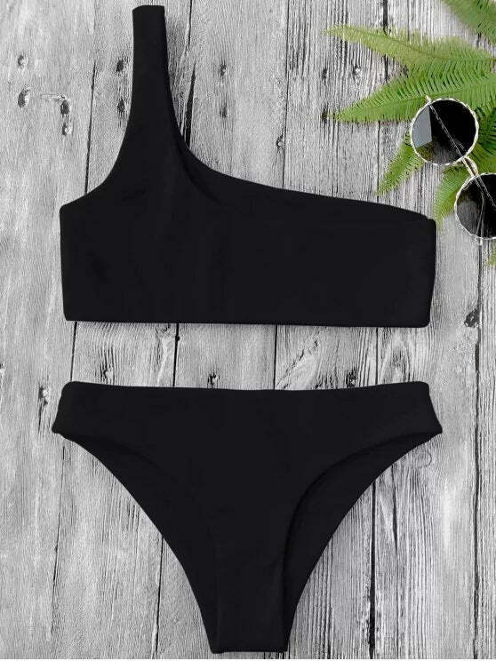 Y2K Aesthetic One Shoulder Bikini Set for Niche Women Fashion