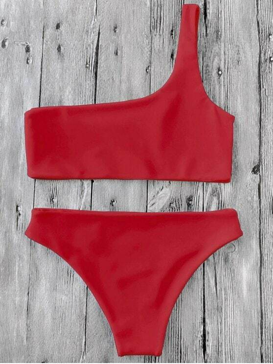 Y2K Aesthetic One Shoulder Bikini Set for Niche Women Fashion