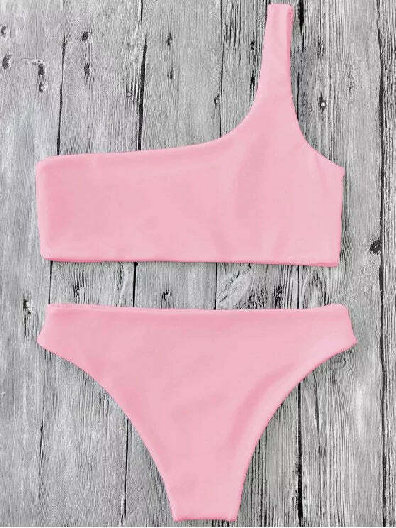Y2K Aesthetic One Shoulder Bikini Set for Niche Women Fashion