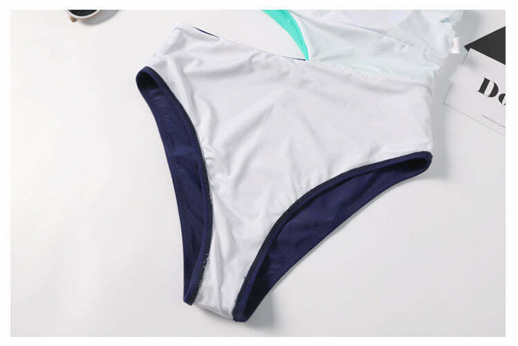 Y2K Aesthetic One Shoulder Cutout Swimsuit in Colorblock Style