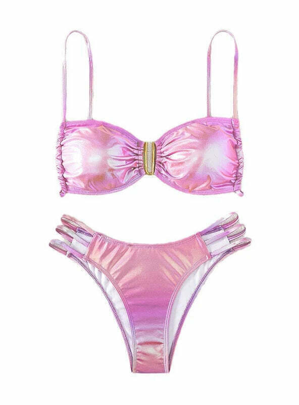 Y2K Aesthetic Openwork Bikini in Special Fabric - Sexy and Unique Look