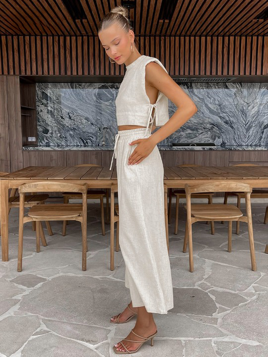 Y2K Aesthetic Out And About Linen Set for Women - Coquette Style Vacation Fashion