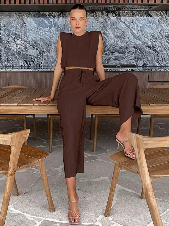 Y2K Aesthetic Out And About Linen Set for Women - Coquette Style Vacation Fashion
