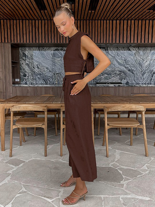 Y2K Aesthetic Out And About Linen Set for Women - Coquette Style Vacation Fashion