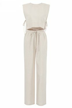 Y2K Aesthetic Out And About Linen Set for Women - Coquette Style Vacation Fashion