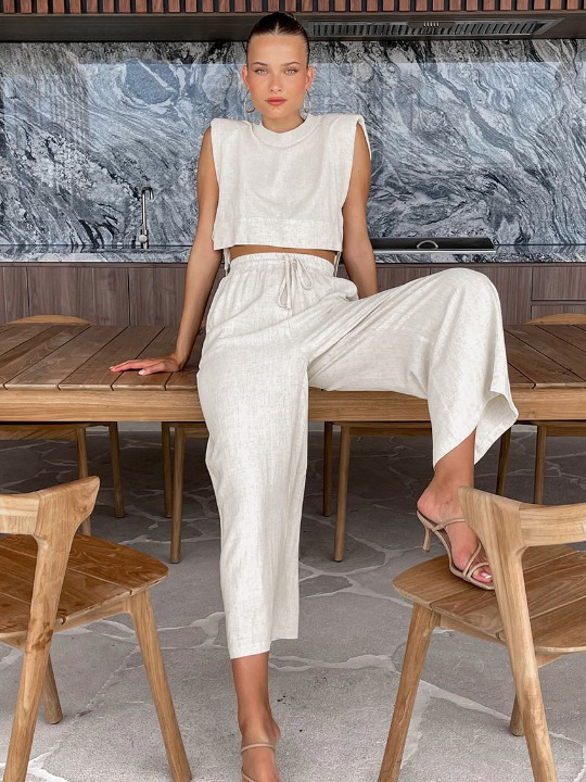 Y2K Aesthetic Out And About Linen Set for Women - Coquette Style Vacation Fashion