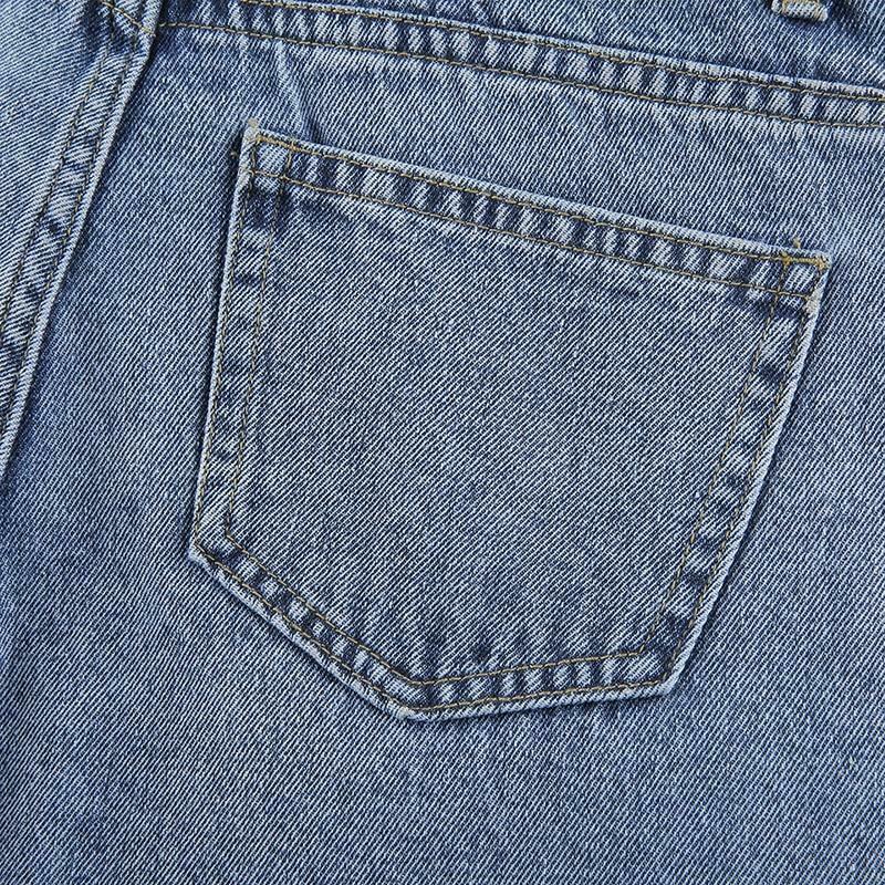 Y2K Aesthetic Outline Embroidery Mom Jeans - Coquette Grunge Fashion for Women