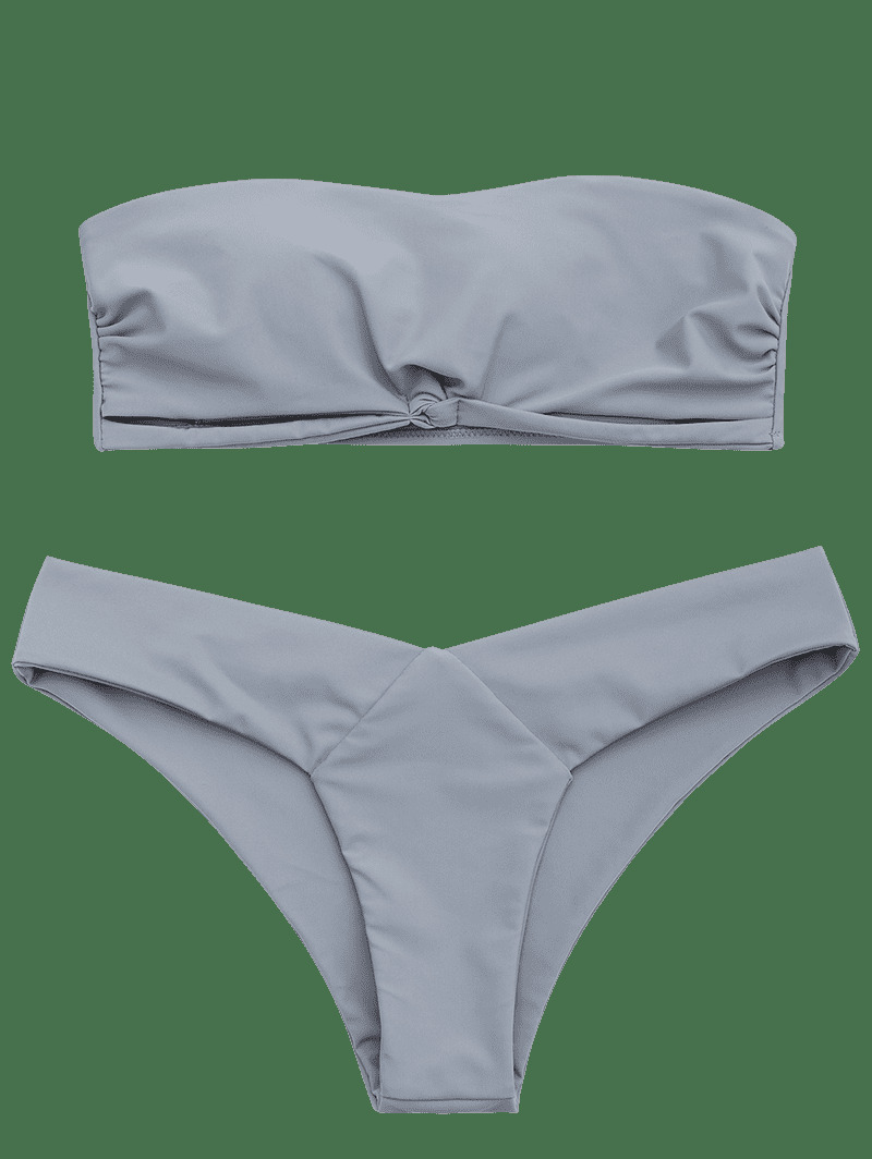 Y2K Aesthetic Padded Bandeau Bikini Set - Coquette Grunge Fashion with Cute Tops & Cargo Skirt