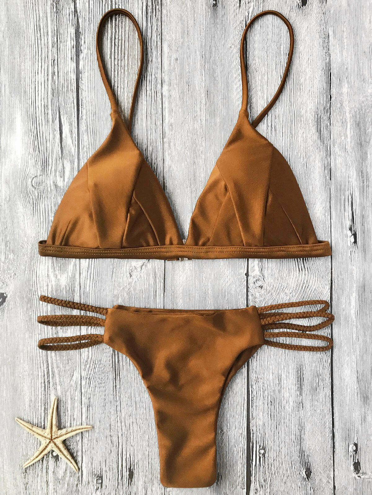 Y2K Aesthetic Padded Bikini Top with Braided String Bottoms - Coquette Style for Women's Fashion