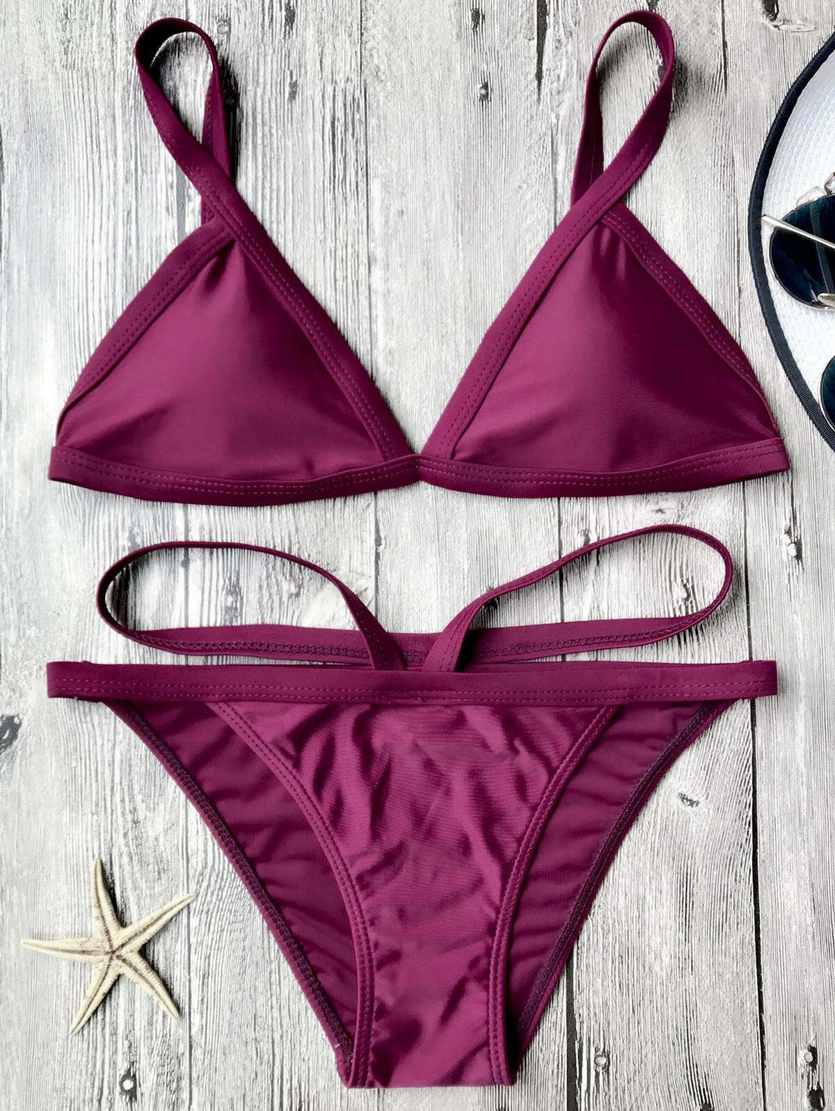 Y2K Aesthetic Padded V Strap Thong Bikini Set in Coquette Style