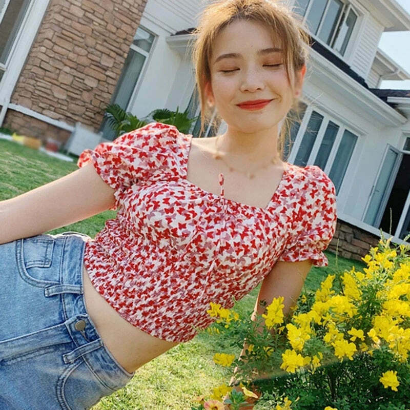 Y2K Aesthetic Pandora Ruched Tie-Up Crop Top - Coquette Style Grunge Fashion for Women