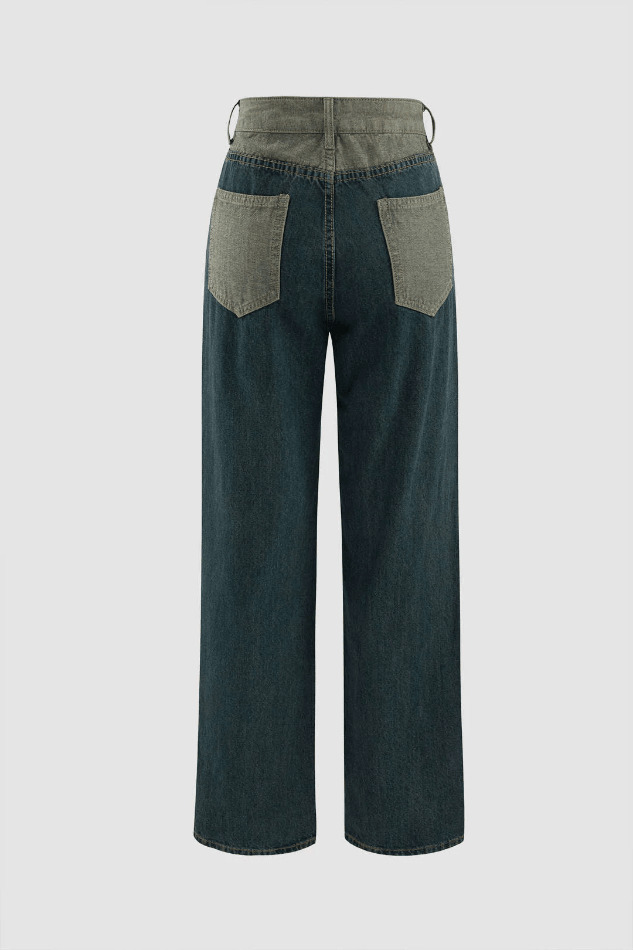 Y2K Aesthetic Panel Detail Denim Jeans for Women - Coquette & Grunge Style Cargo Skirt