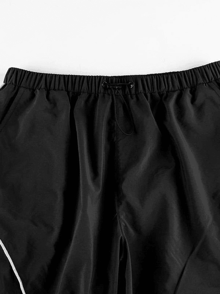 Y2K Aesthetic Parachute Cargo Pants with Piping Detail - Size Friendly Women's Fashion