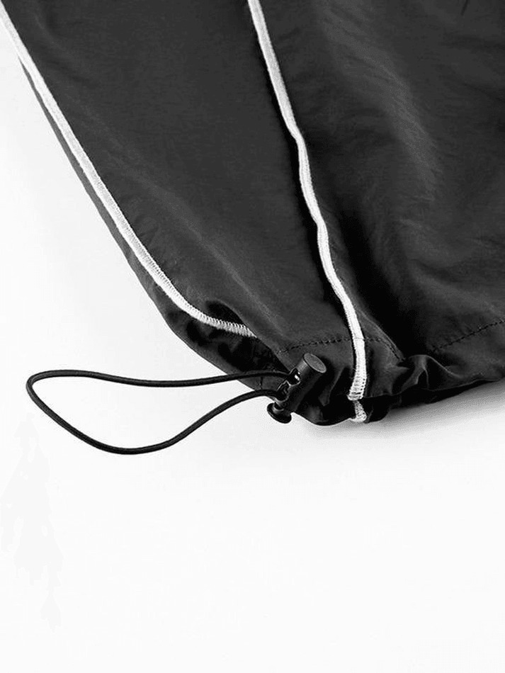 Y2K Aesthetic Parachute Cargo Pants with Piping Detail - Size Friendly Women's Fashion