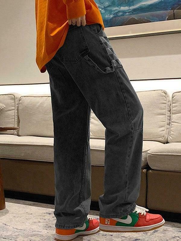 Y2K Aesthetic Patchwork Jeans - Coquette Style Grunge Fashion