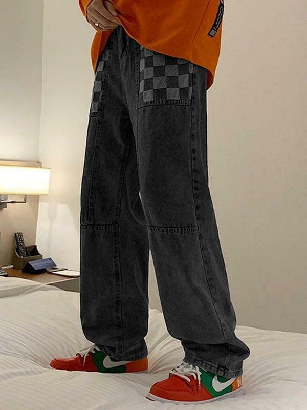 Y2K Aesthetic Patchwork Jeans - Coquette Style Grunge Fashion