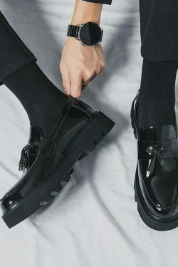 Y2K Aesthetic Patent Tassel Loafers - Coquette Grunge with Old Money E