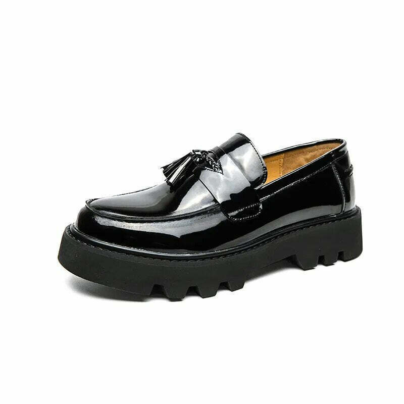 Y2K Aesthetic Patent Tassel Loafers - Coquette Grunge with Old Money E