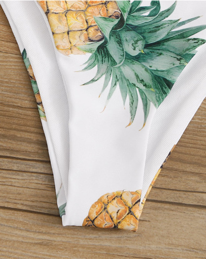 Y2K Aesthetic Pineapple Print White Tube Top Bikini for Women - Coquette Style Grunge Fashion