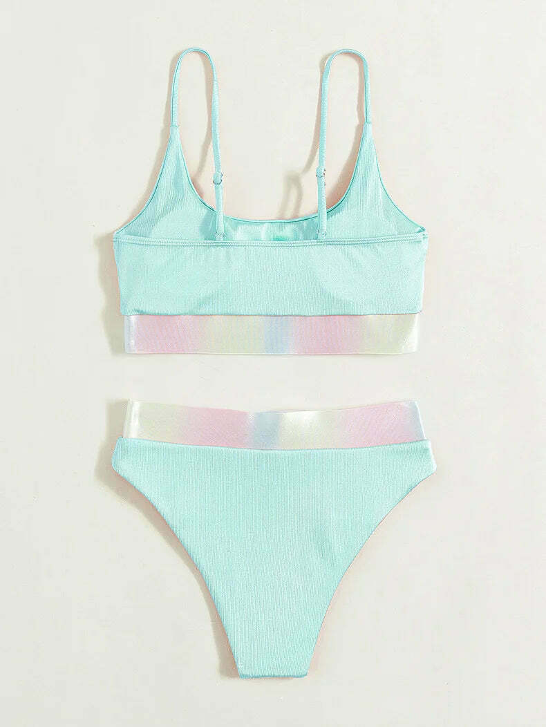 Y2K Aesthetic Pink Split High Waist Bikini for Women