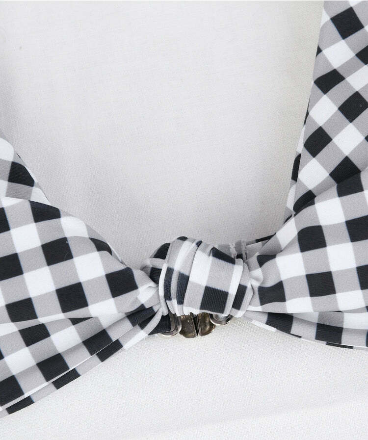 Y2K Aesthetic Plaid Strappy Bikini Set - Coquette Style for Women's Fashion