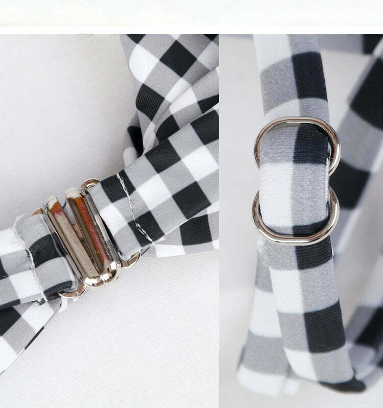 Y2K Aesthetic Plaid Strappy Bikini Set - Coquette Style for Women's Fashion