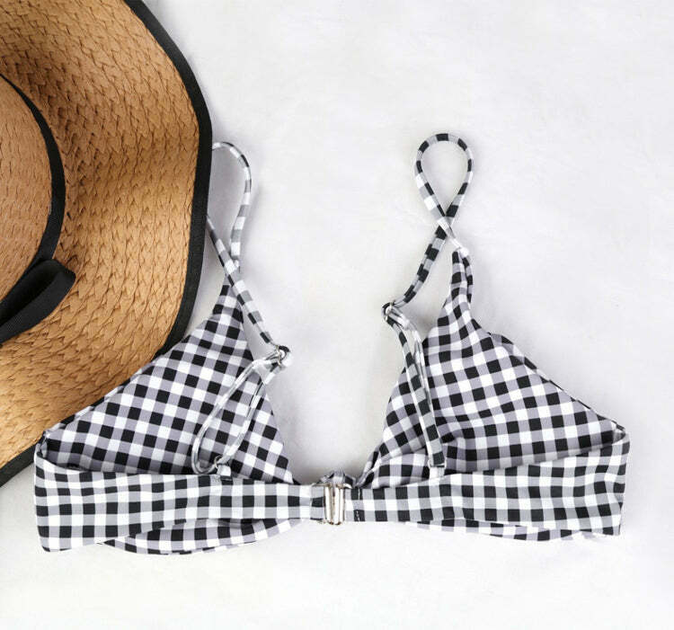 Y2K Aesthetic Plaid Strappy Bikini Set - Coquette Style for Women's Fashion