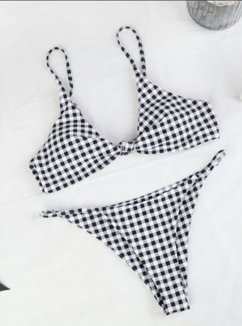 Y2K Aesthetic Plaid Strappy Bikini Set - Coquette Style for Women's Fashion