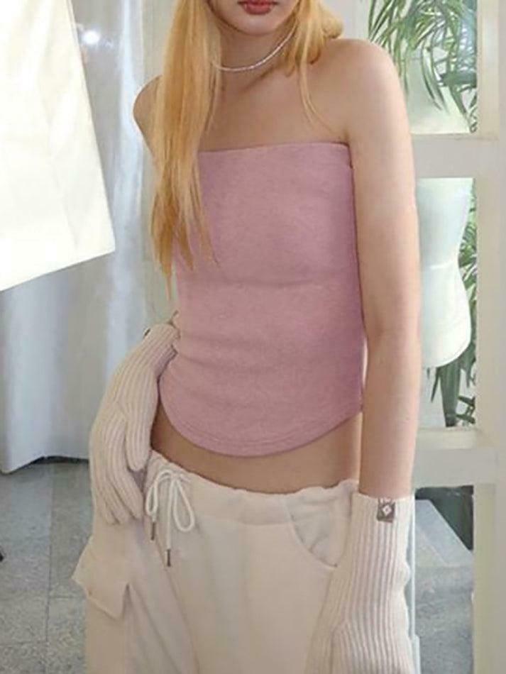 Y2K Aesthetic Plain Tube Top for Women - Coquette Style Grunge Fashion - Cute Pastel Goth Outfit