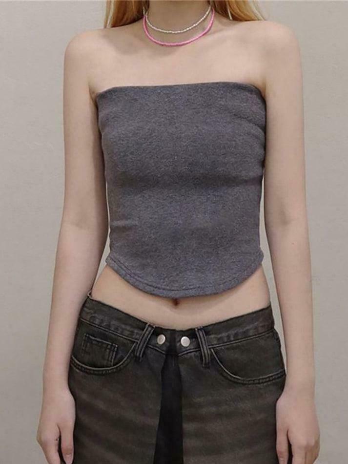 Y2K Aesthetic Plain Tube Top for Women - Coquette Style Grunge Fashion - Cute Pastel Goth Outfit