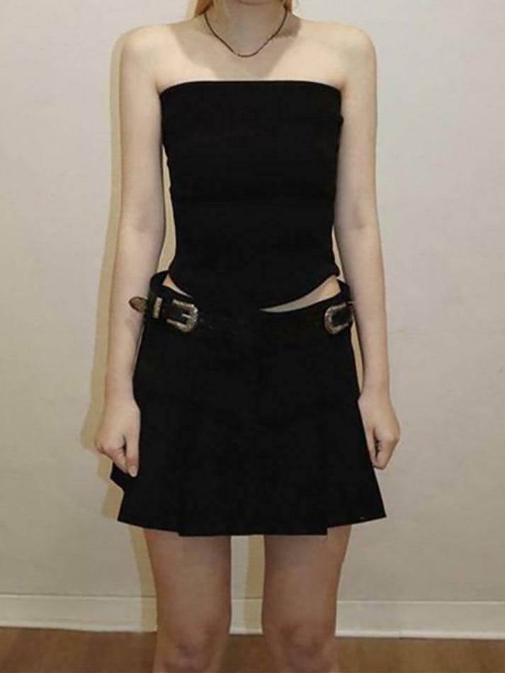 Y2K Aesthetic Plain Tube Top for Women - Coquette Style Grunge Fashion - Cute Pastel Goth Outfit
